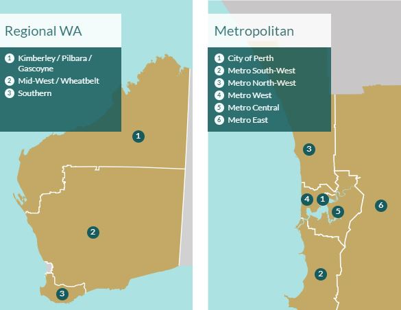Development Assessment Panel location map in Western Australia